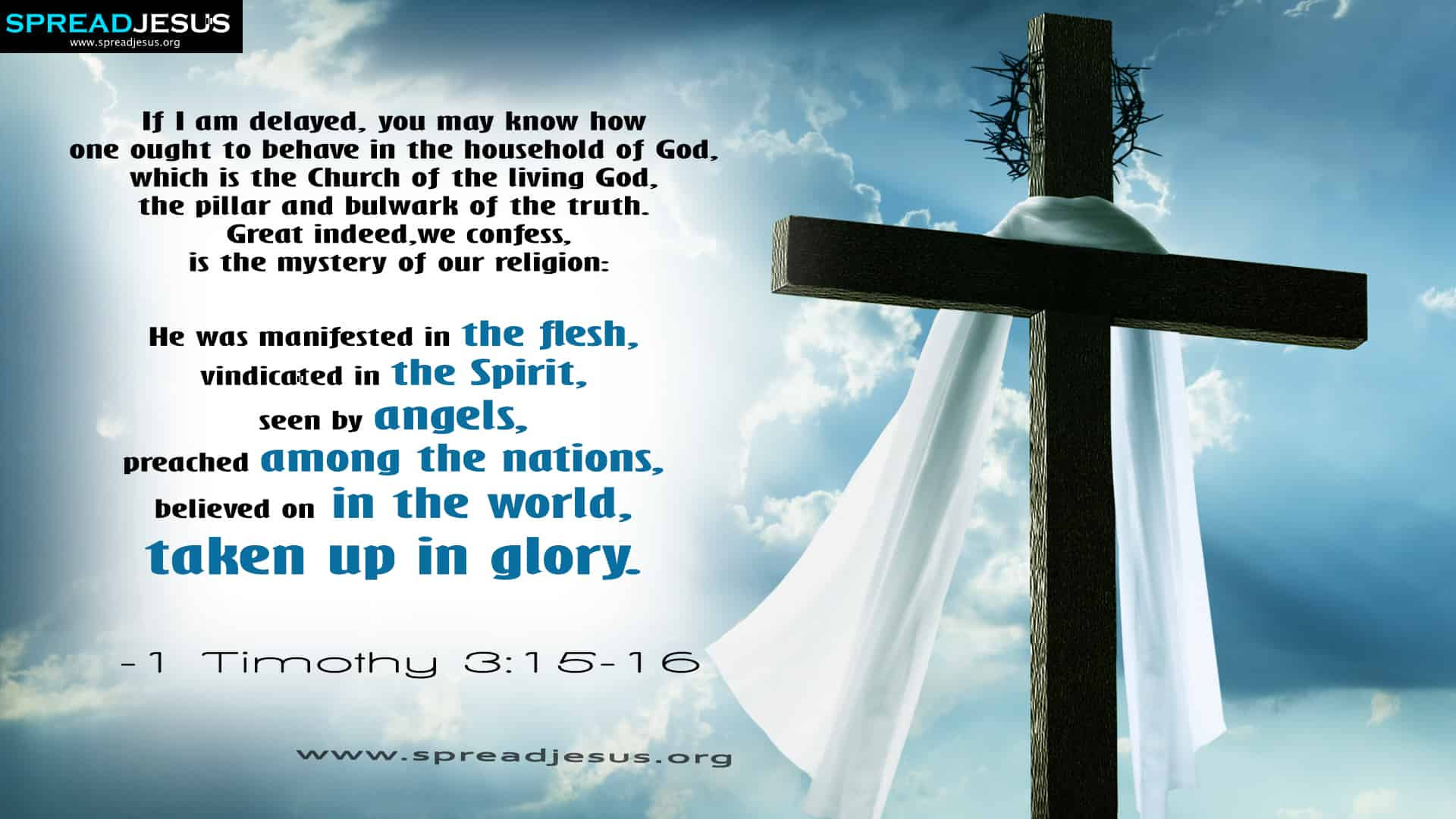 The mystery of our religion  1 Timothy 3:15-16 Bible Quotes HD Wallpapers