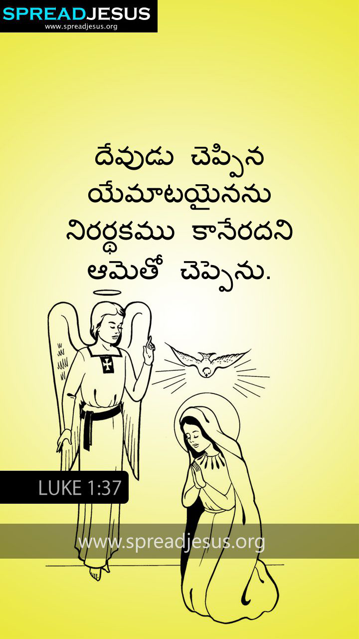 TELUGU BIBLE QUOTES LUKE 1:37 WHATSAPP-MOBILE WALLPAPER