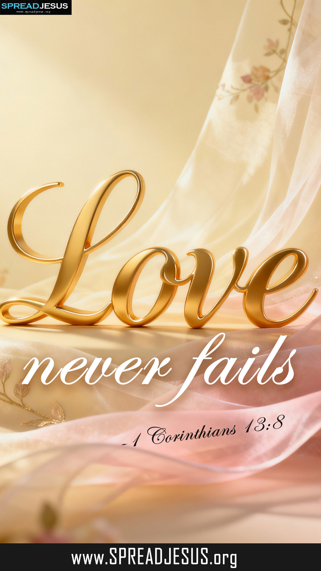 Love Never Fails–1 Corinthians 13:8 Bible Wallpaper