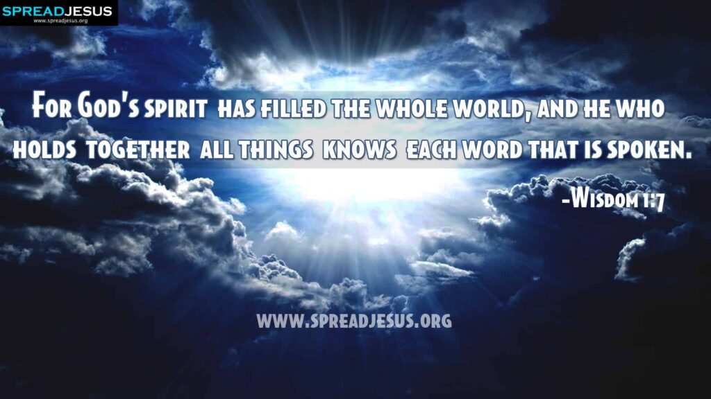 Bible Quotes HD Wallpaper: Wisdom 1:7 - God's Spirit Fills the World