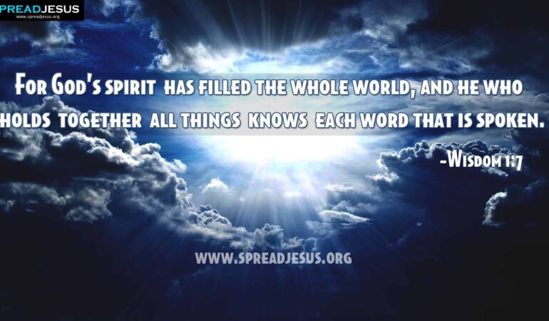 Bible Quotes HD Wallpaper: Wisdom 1:7 - God's Spirit Fills the World