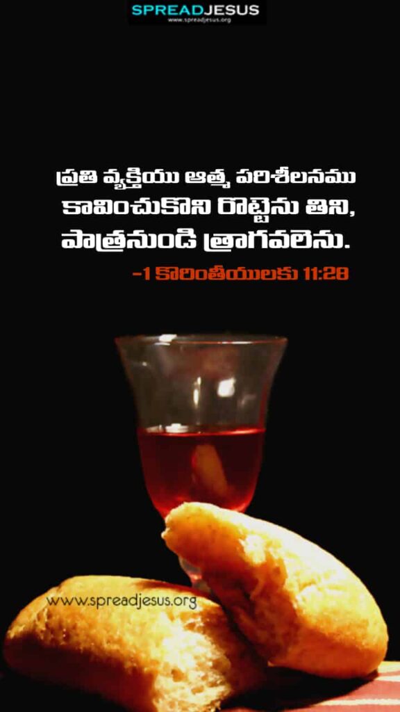 Telugu Bible Quotes Mobile Wallpaper 1-Corinthians-11:28 Download