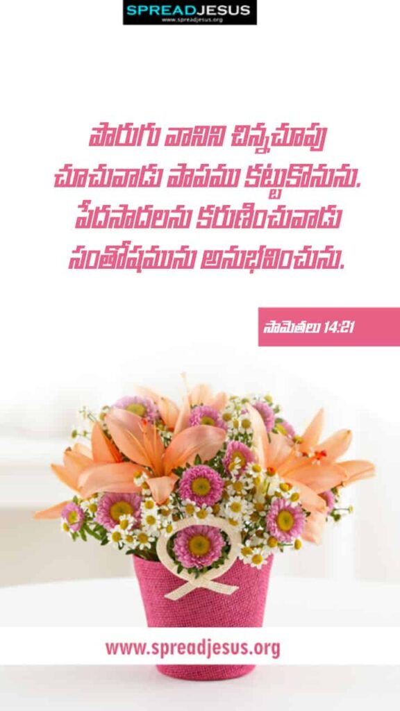 Telugu Bible Quotes Mobile Wallpaper Proverbs-14:21 Download