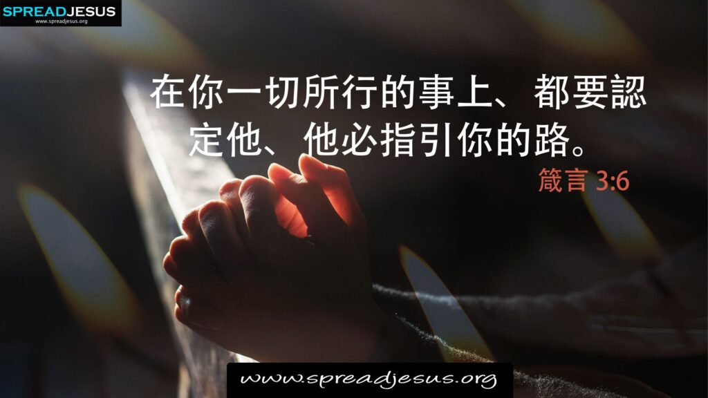 ✝Chinese Bible Quotes Proverbs 3:6 HD Wallpapers, WhatsApp status, Facebook cover 4 Proverbs 3:6 Chinese Bible Quotes 箴言 3:6 HD-Wallpapers Download
在你一切所行的事上、都要認定他、他必指引你的路。 - 箴言 3:6