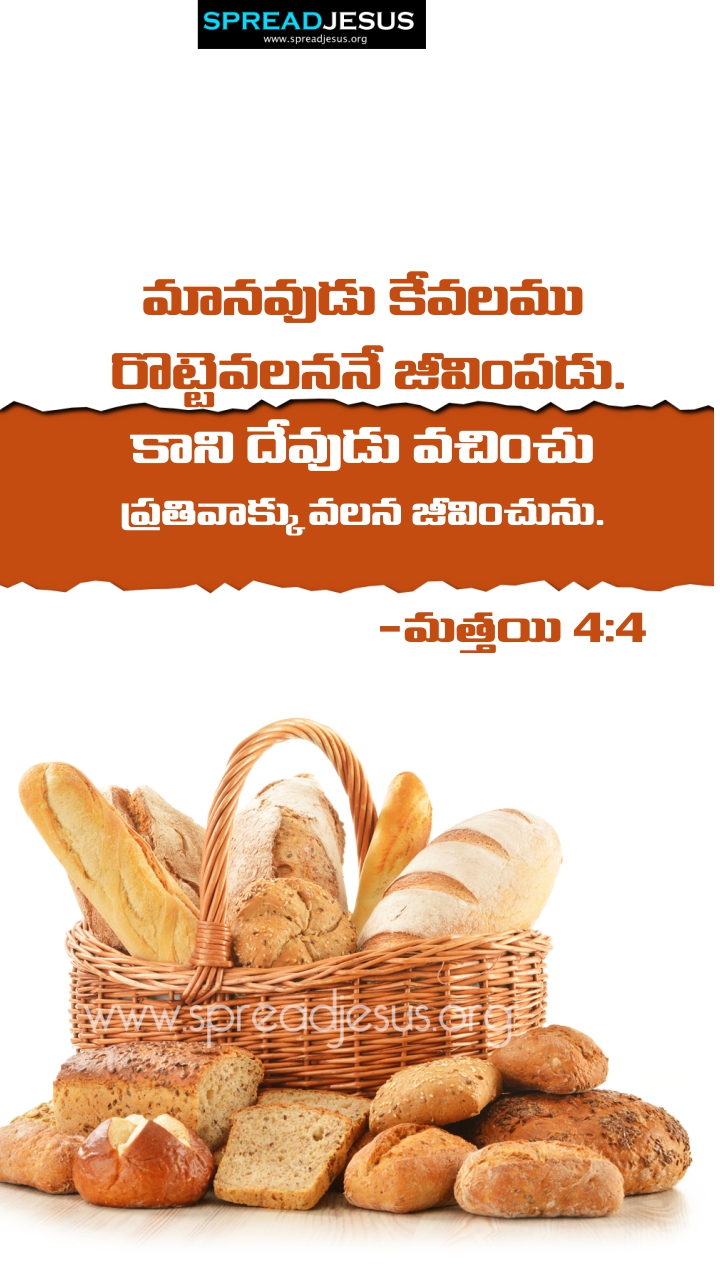 Telugu Quotes WhatsApp Status Bible Verses Mobile Wallpapers Collection Matthew 4:4